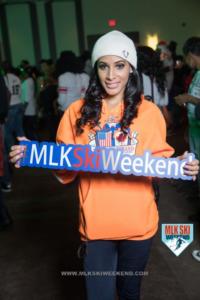 MLK Ski Weekend 2017 Black Ski Weekend brand ambassador holding sign (1)
